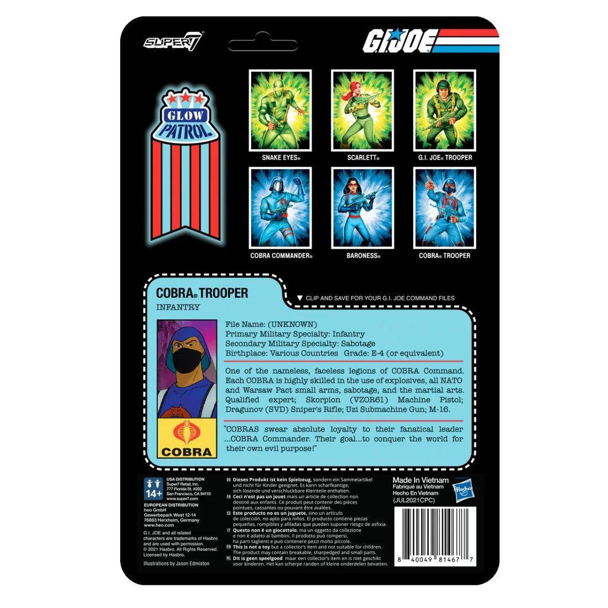 Super7 ReAction G.I. Joe Cobra Trooper Y-Back (Glow Patrol) Action Figure