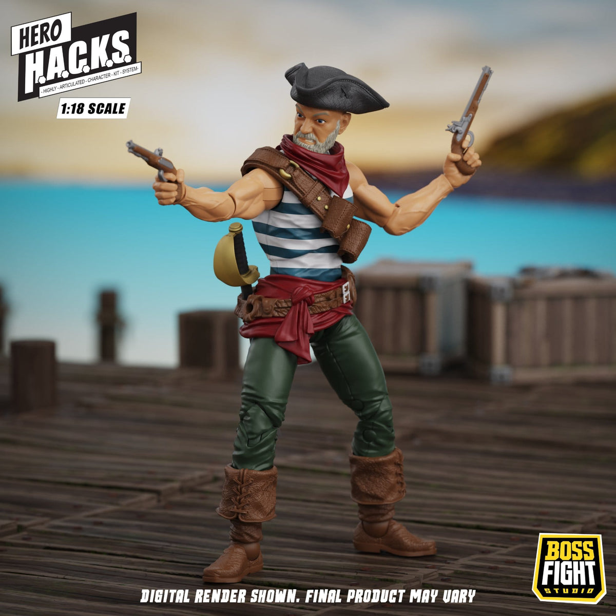 Boss Fight Studios Hero H.A.C.K.S. 1/18 Heroes and Villains Daniel Wright: Pirate Quartermaster Action Figure PRE-ORDER