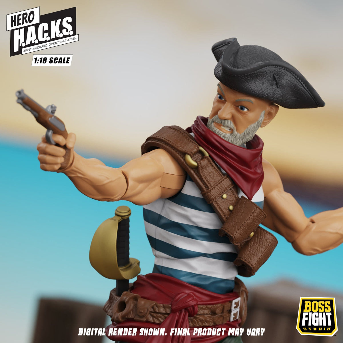 Boss Fight Studios Hero H.A.C.K.S. 1/18 Heroes and Villains Daniel Wright: Pirate Quartermaster Action Figure PRE-ORDER