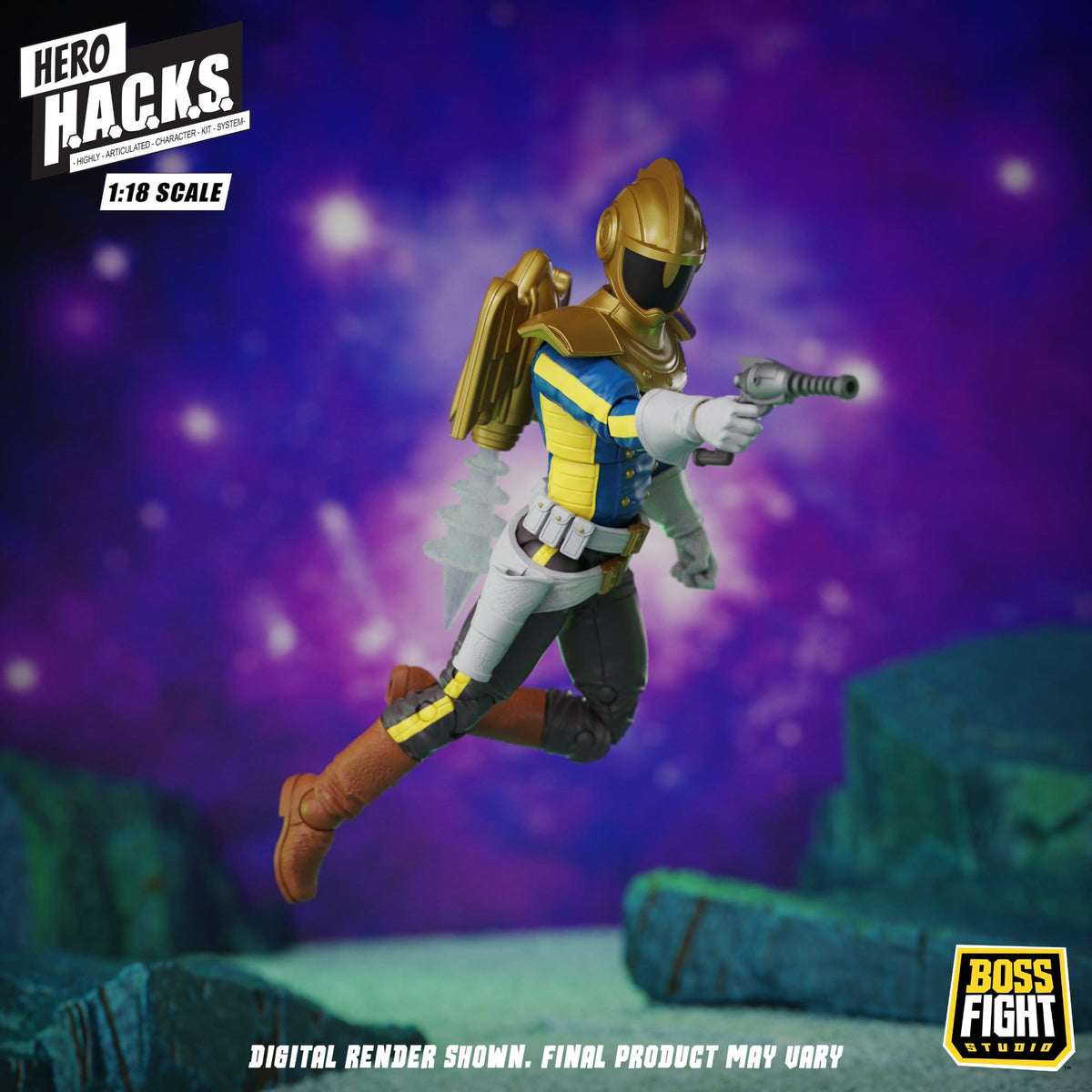 Boss Fight Studios Hero H.A.C.K.S. 1/18 Heroes and Villains Jett Steelblade: Stellar Knight of Accord Action Figure PRE-ORDER