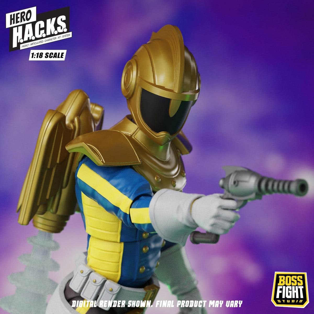 Boss Fight Studios Hero H.A.C.K.S. 1/18 Heroes and Villains Jett Steelblade: Stellar Knight of Accord Action Figure PRE-ORDER