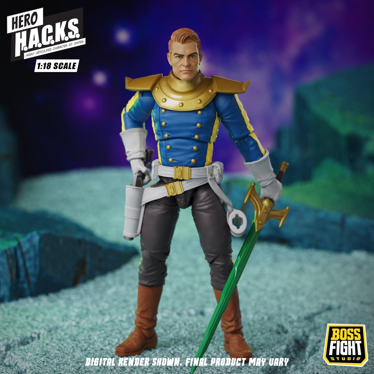 Boss Fight Studios Hero H.A.C.K.S. 1/18 Heroes and Villains Jett Steelblade: Stellar Knight of Accord Action Figure PRE-ORDER