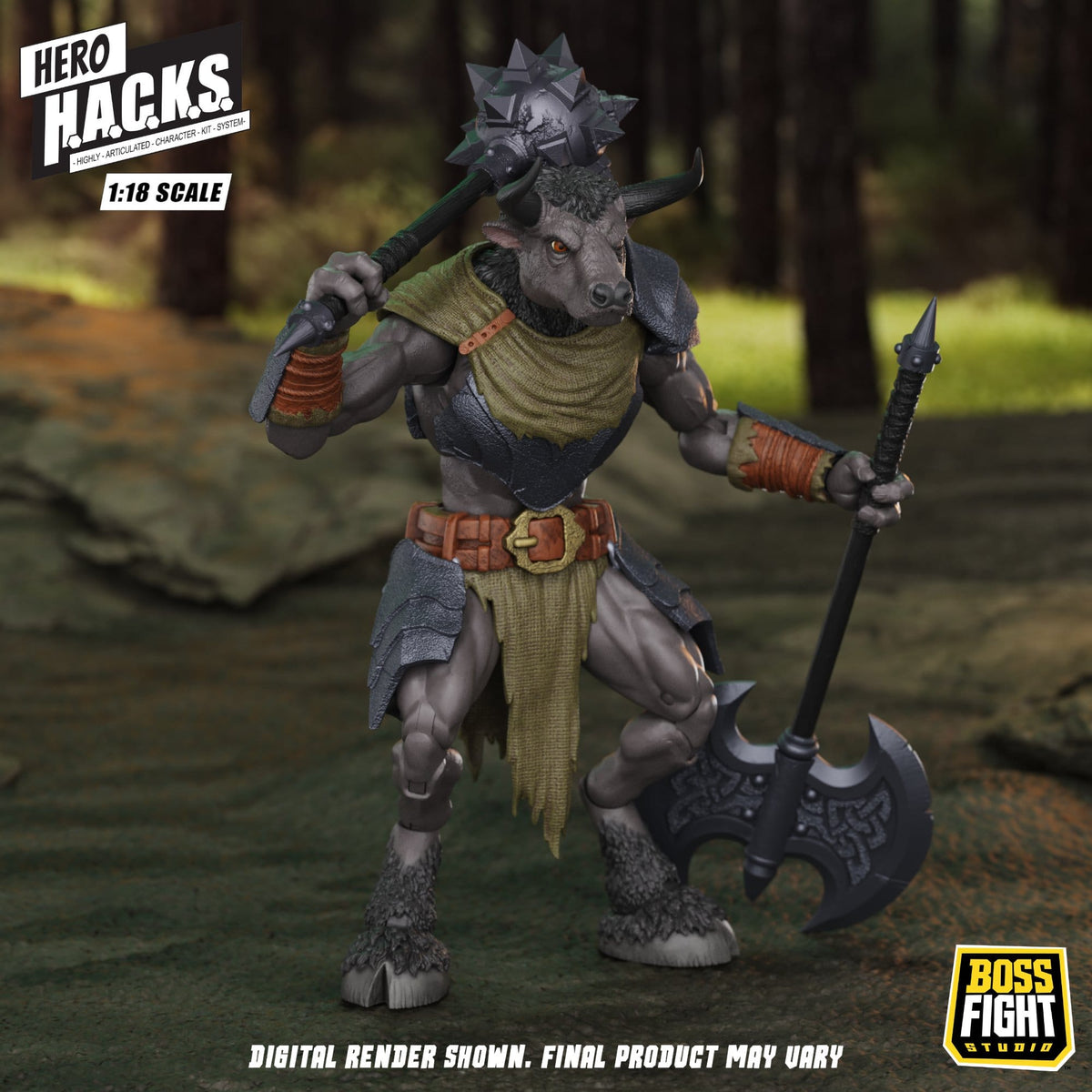 Boss Fight Studios Hero H.A.C.K.S. 1/18 Heroes and Villains Minos Auroxos: Labyrinthian Warrior Action Figure PRE-ORDER
