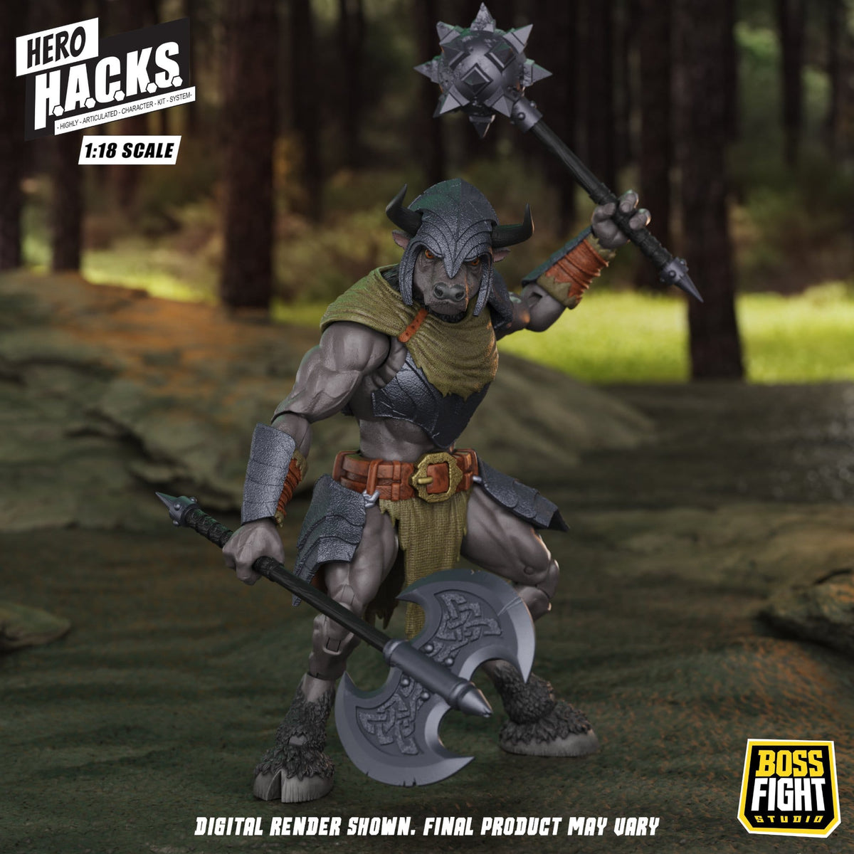Boss Fight Studios Hero H.A.C.K.S. 1/18 Heroes and Villains Minos Auroxos: Labyrinthian Warrior Action Figure PRE-ORDER