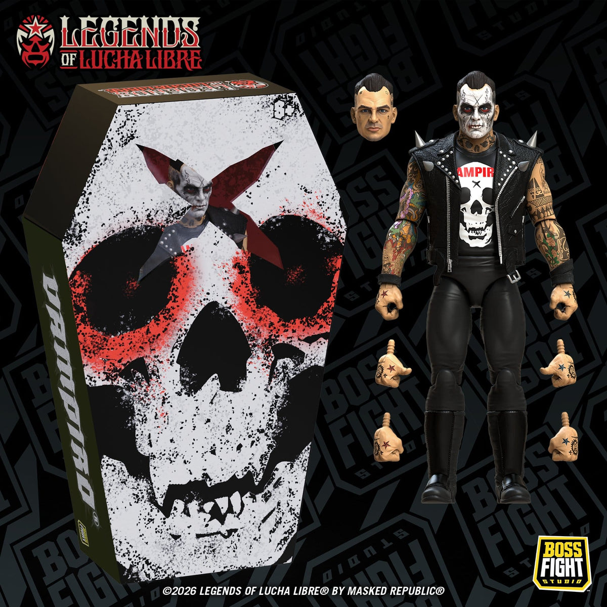 Boss Fight Studios Legends of Lucha Libre Fanaticos Vampiro Coffin Box Resurrected Action Figure PRE-ORDER