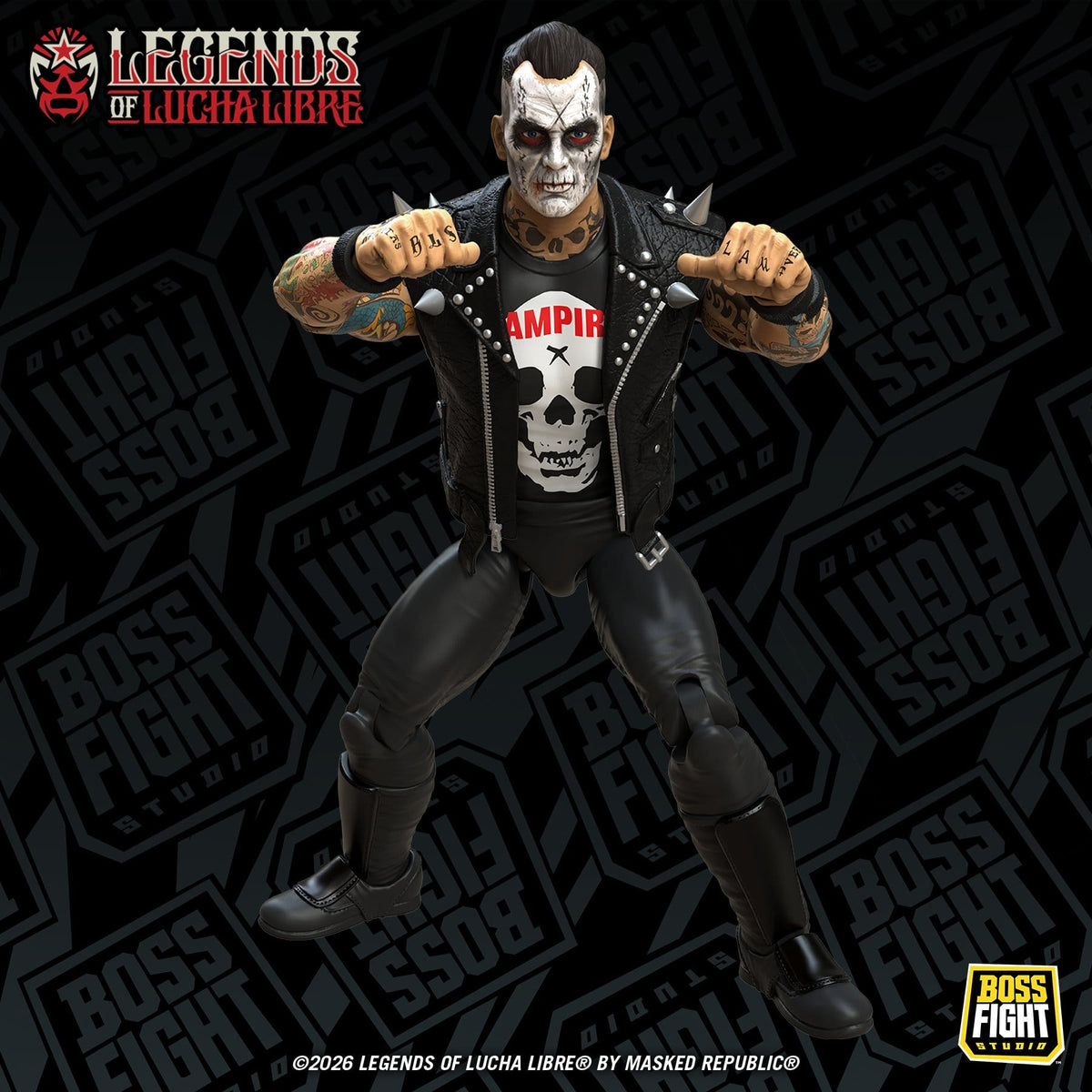 Boss Fight Studios Legends of Lucha Libre Fanaticos Vampiro Coffin Box Resurrected Action Figure PRE-ORDER