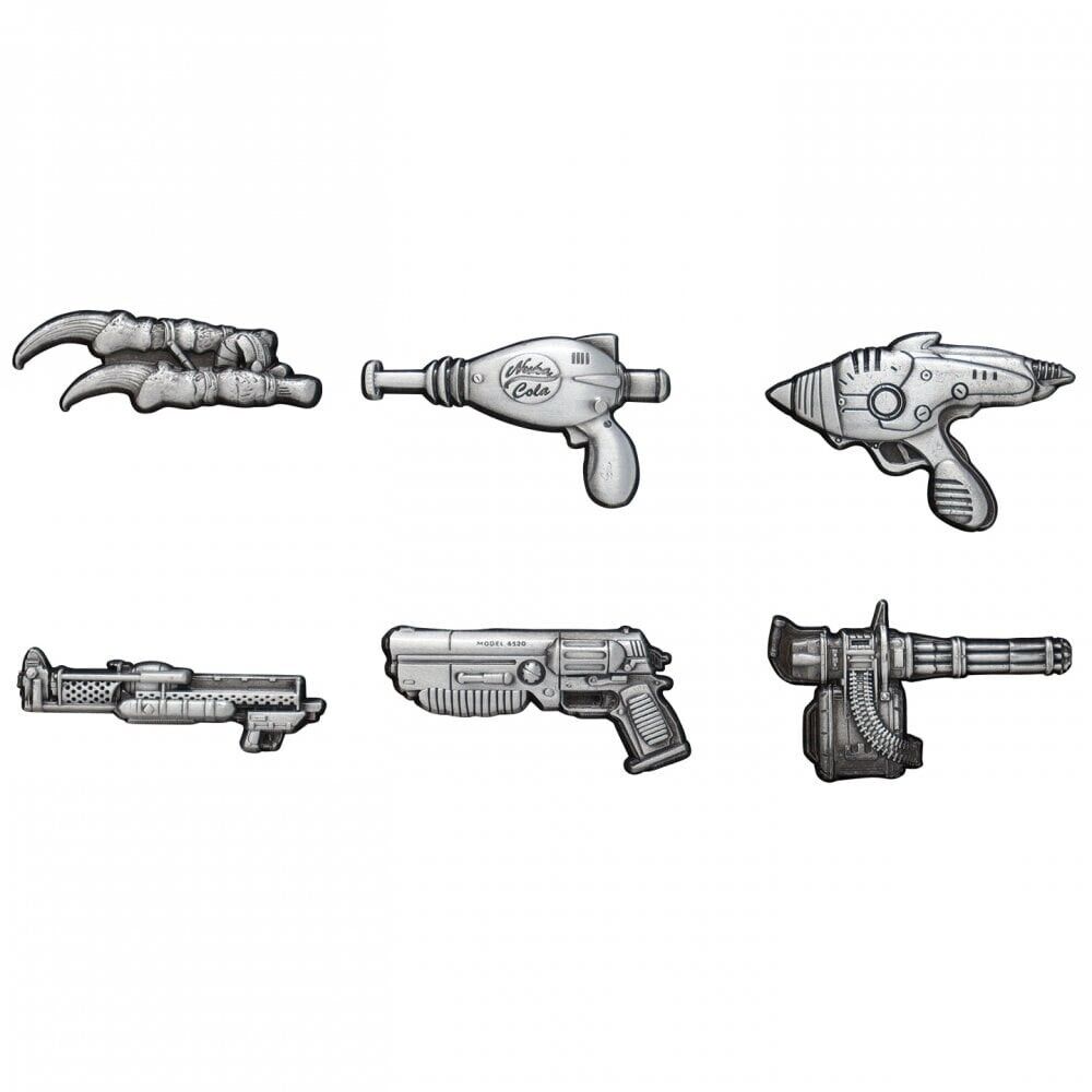 Fallout Limited Edition Set Of 6 Nickel Weapon Themed Pin Badges Fanattik