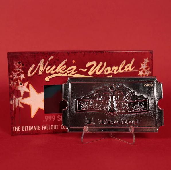 Fallout Limited Edition .999 Silver Plated Nuka-World Replica Ticket Fanattik