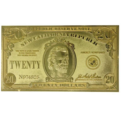 Fallout New Vegas Limited Edition 24K Gold Plated Replica NCR $20 Bill Fanattik