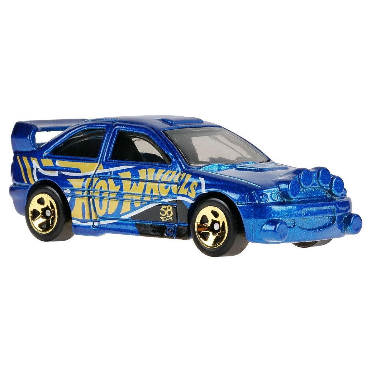 Hot Wheels Pearl and Chrome - Ford Escort (58th Anniversary) Diecast Blue Gold 4/6