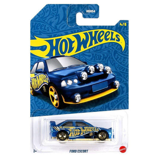 Hot Wheels Pearl and Chrome - Ford Escort (58th Anniversary) Diecast Blue Gold 4/6