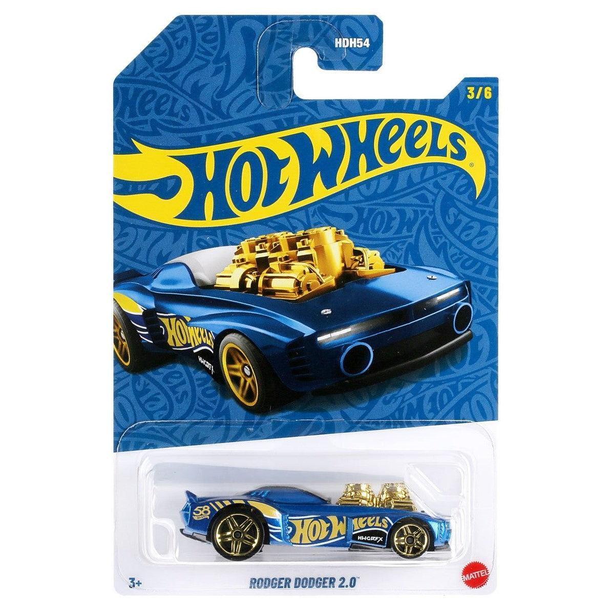 Hot Wheels Pearl and Chrome - Rodger Dodger 2.0 (58th Anniversary) Diecast Blue Gold 3/6