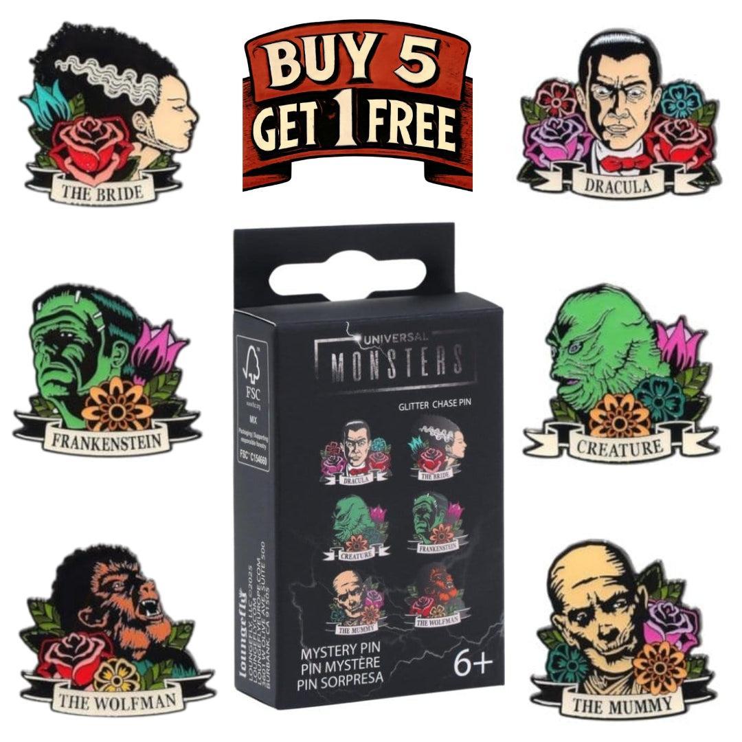 Loungefly Universal Monsters Mystery Blind Box Floral Tattoo Enamel Pin Badge PRE-ORDER