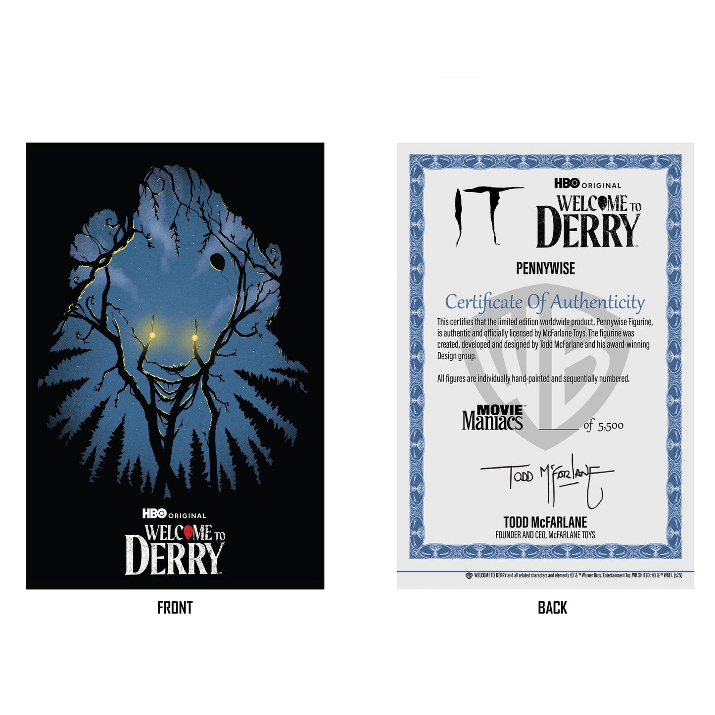 McFarlane Toys IT: Welcome To Derry Movie Maniacs Figure - Pennywise (Gold Label) PRE-ORDER