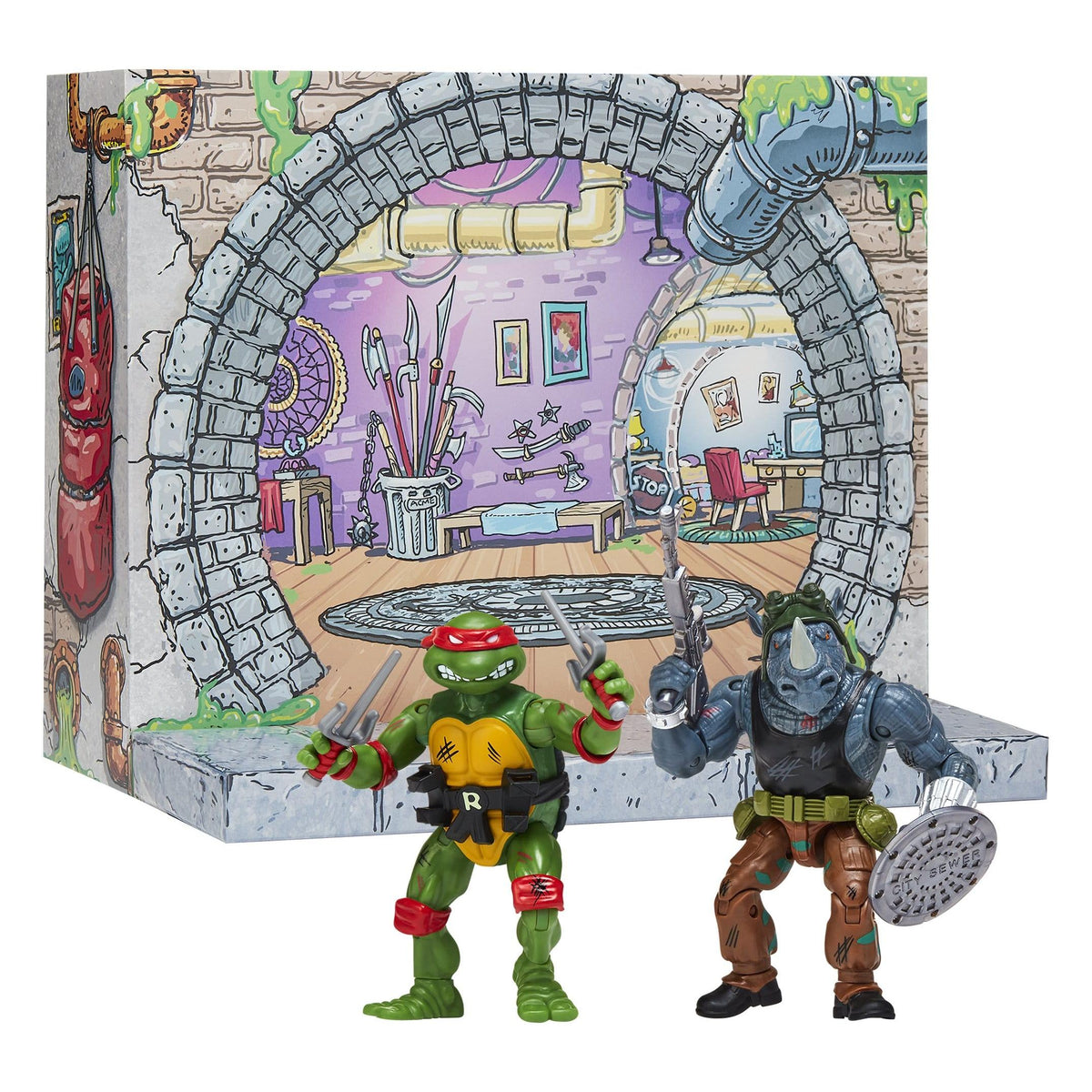 Playmates Toys Teenage Mutant Ninja Turtles 1988 Remastered Raphael vs. Rocksteady Action Figures PRE-ORDER