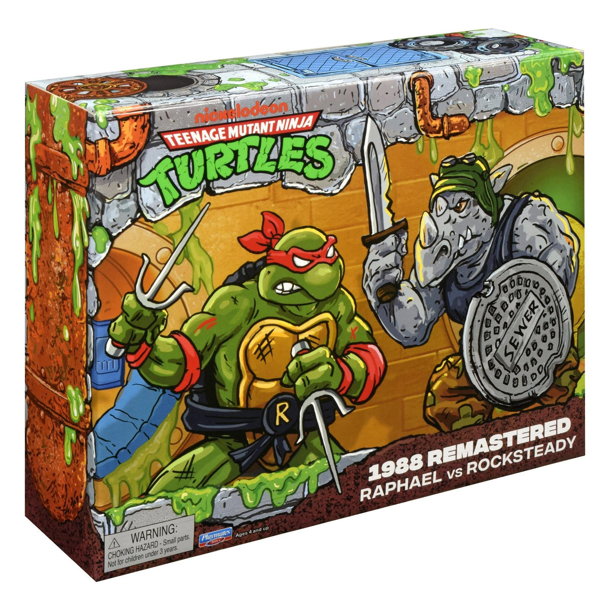 Playmates Toys Teenage Mutant Ninja Turtles 1988 Remastered Raphael vs. Rocksteady Action Figures PRE-ORDER