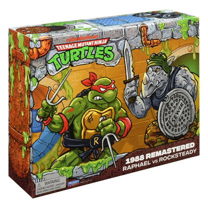 Playmates Toys Teenage Mutant Ninja Turtles 1988 Remastered Raphael vs. Rocksteady Action Figures PRE-ORDER
