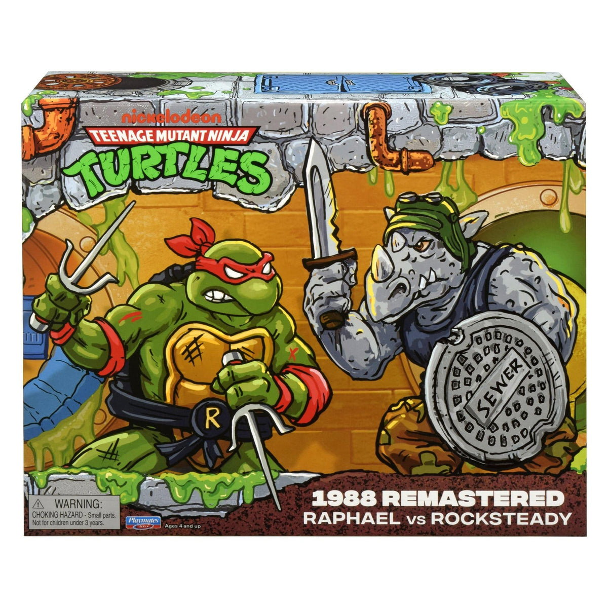 Playmates Toys Teenage Mutant Ninja Turtles 1988 Remastered Raphael vs. Rocksteady Action Figures PRE-ORDER