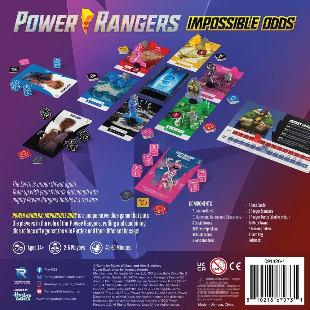 Renegade Power Rangers Impossible Odds Dice Game PRE-ORDER