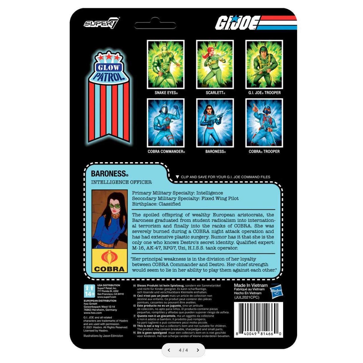 Super7 ReAction G.I. Joe Baroness (Glow Patrol) Action Figure