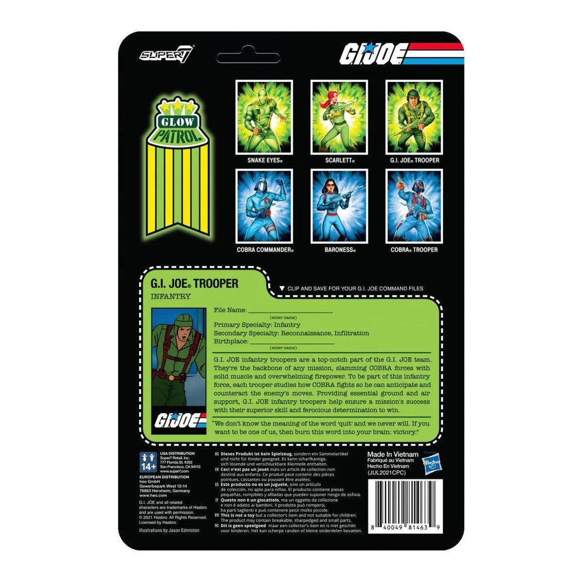 Super7 ReAction G.I. Joe Greenshirt Trooper (Glow Patrol) Action Figure
