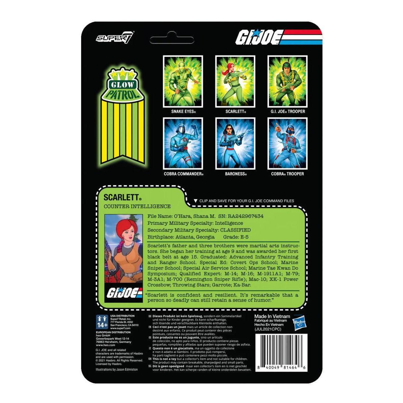 Super7 ReAction G.I. Joe Scarlett (Glow Patrol) Action Figure