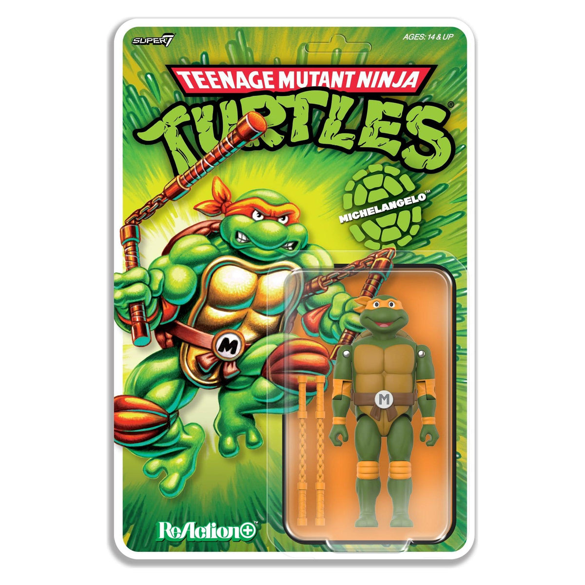 Super7 ReAction+ Teenage Mutant Ninja Turtles Michelangelo Action Figure PRE-ORDER