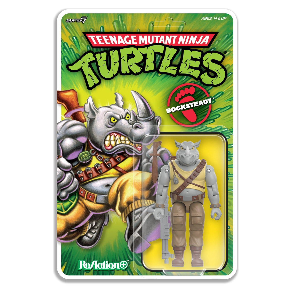 Super7 ReAction+ Teenage Mutant Ninja Turtles Rocksteady Action Figure PRE-ORDER