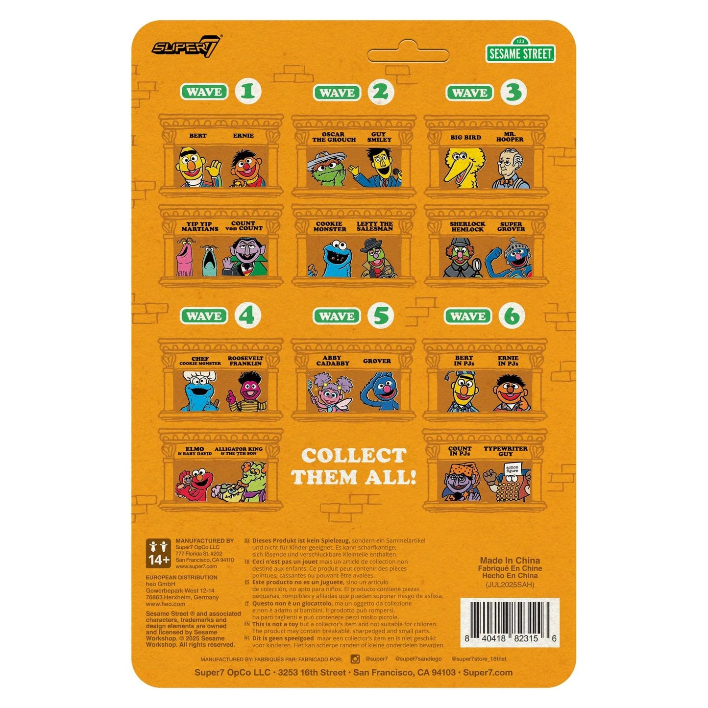 Super7 Sesame Street ReAction Action Figure Wave 6 - Bert (PJs) PRE-ORDER