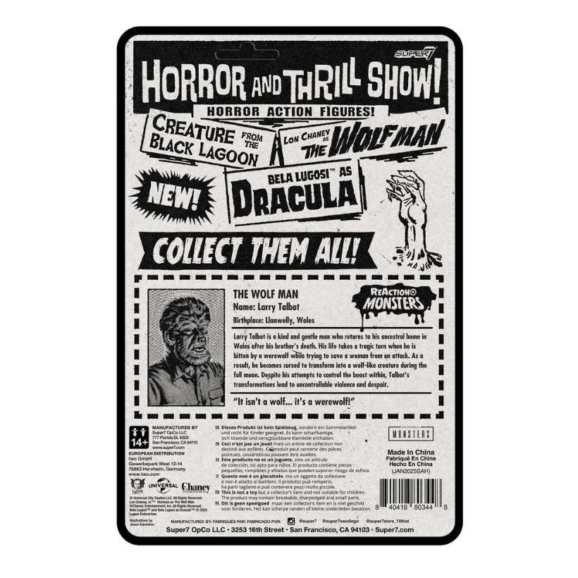 Super7 Universal Monsters ReAction+ Action Figure Wave 1 - The Wolf Man PRE-ORDER
