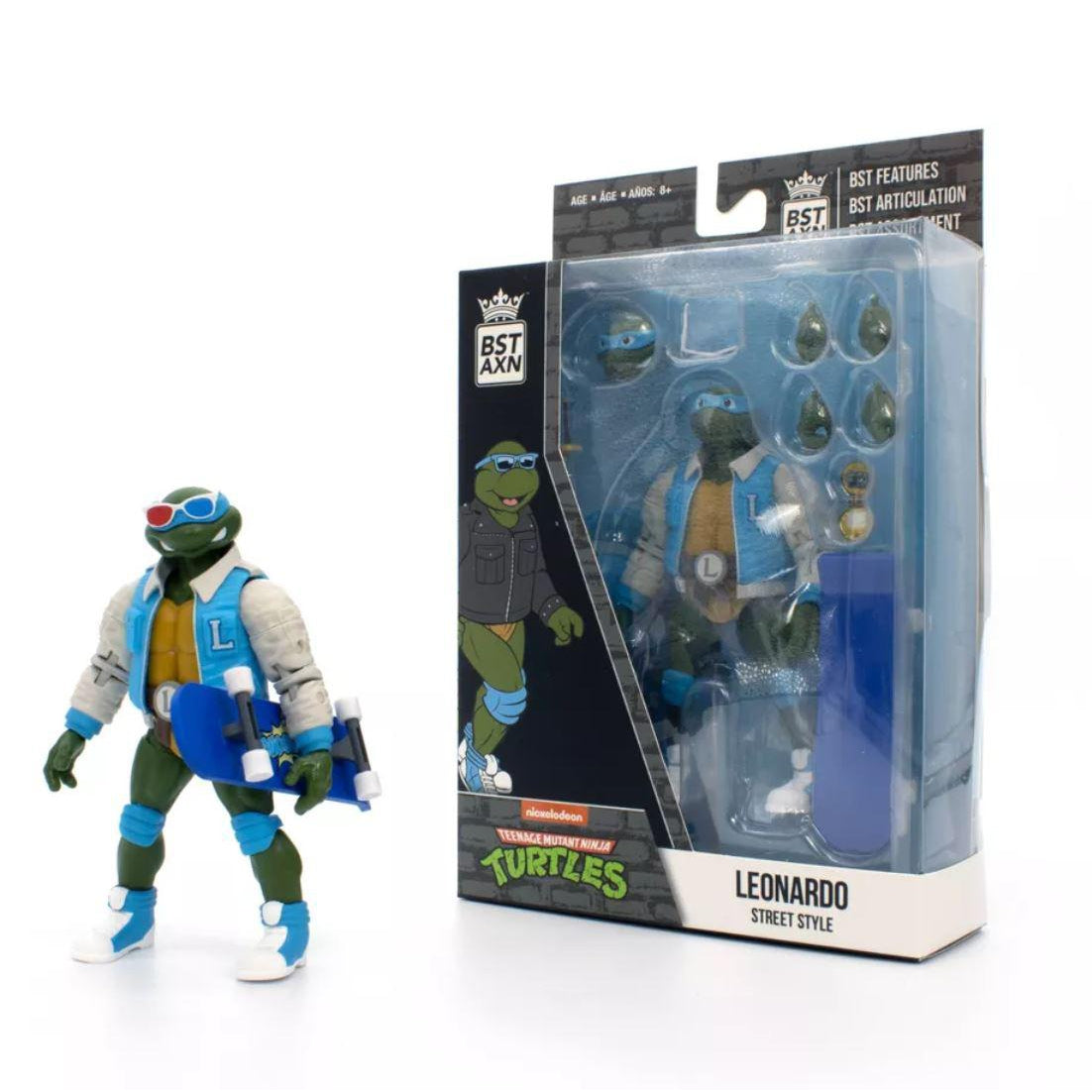 The Loyal Subjects BST AXN Teenage Mutant Ninja Turtles Street Gang Leonardo Letterman Jacket Action Figure