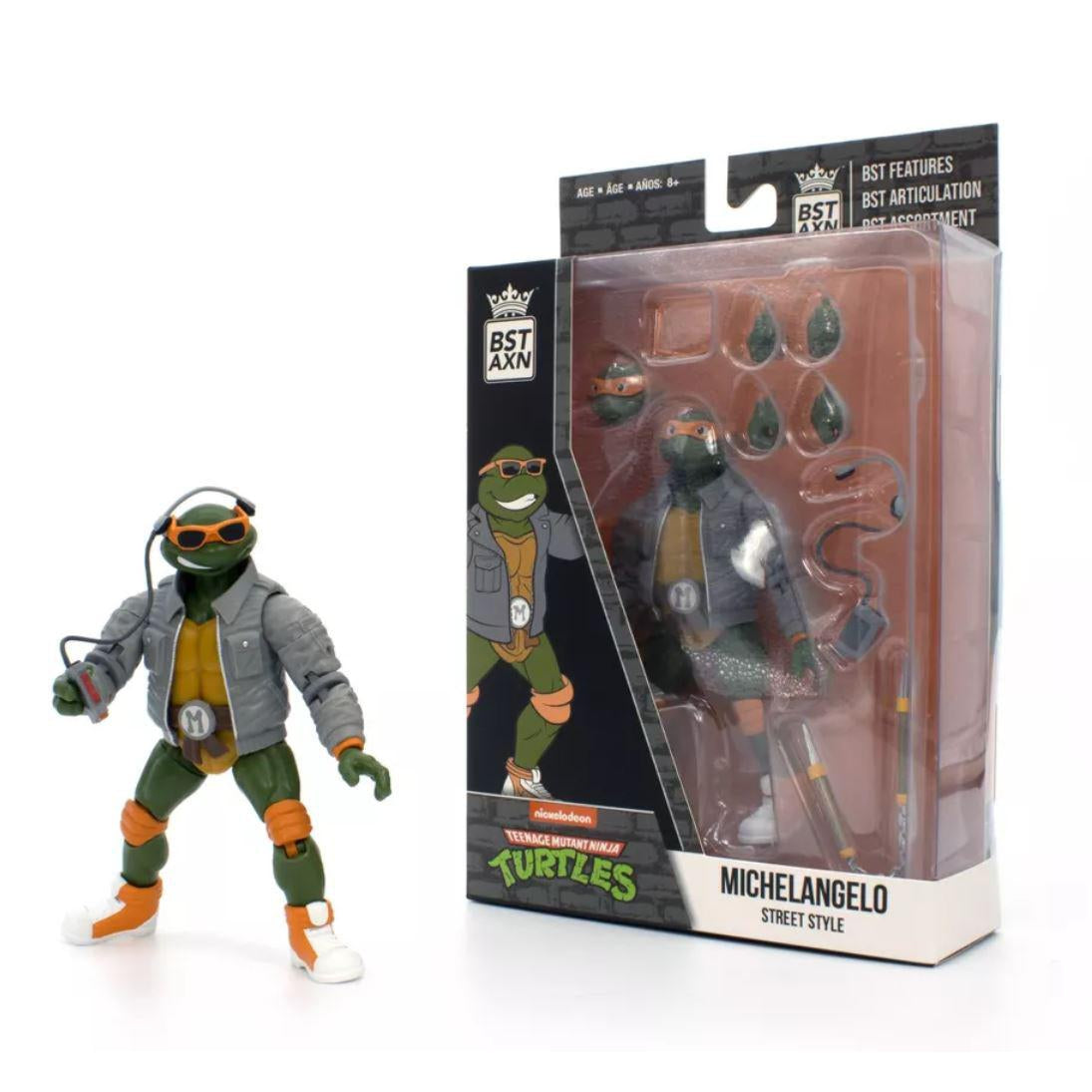 The Loyal Subjects BST AXN Teenage Mutant Ninja Turtles Street Gang Michelangelo Main Jacket Action Figure