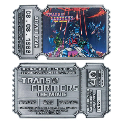 Transformers The Movie 40th Anniversary Limited Edition Replica Movie Ticket PRE-ORDER