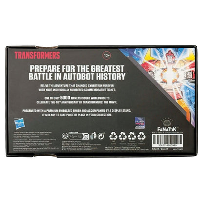 Transformers The Movie 40th Anniversary Limited Edition Replica Movie Ticket PRE-ORDER