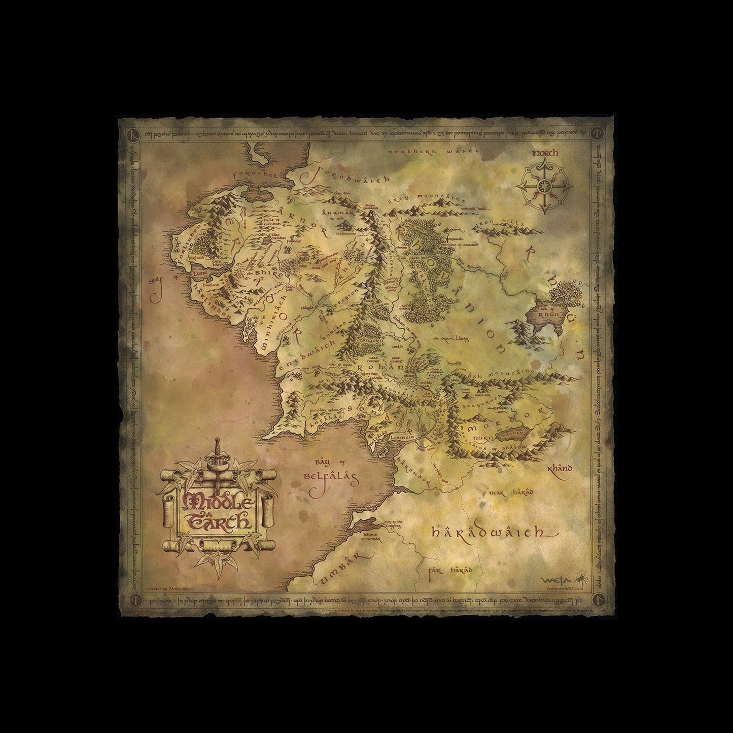Weta The Lord of the Rings Map of Middle-Earth Parchment Art Print PRE-ORDER