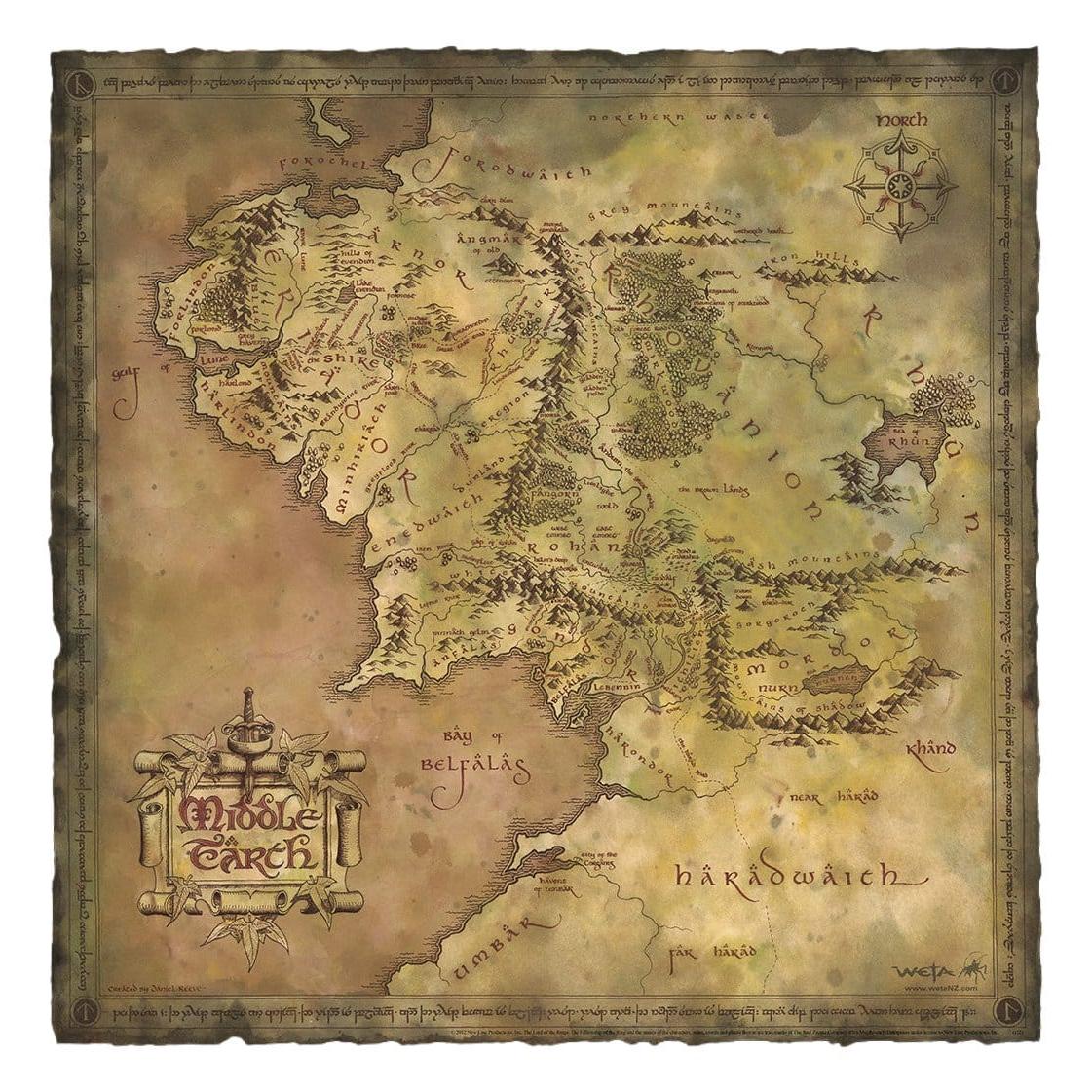 Weta The Lord of the Rings Map of Middle-Earth Parchment Art Print PRE-ORDER