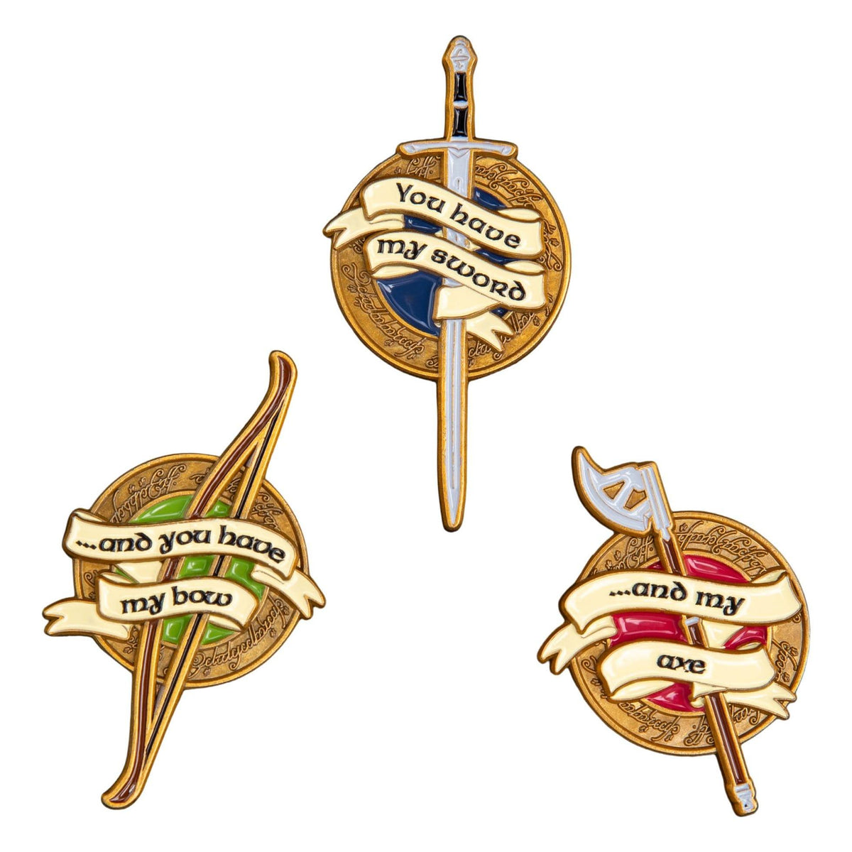 Weta The Lord of the Rings Trilogy Weapons of the Fellowship Pin Set PRE-ORDER
