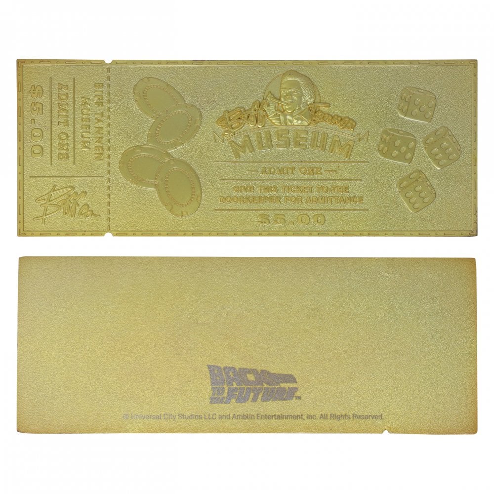 Fanattik Back To The Future Gold Plated Biff Tannen Museum Entrance Ticket